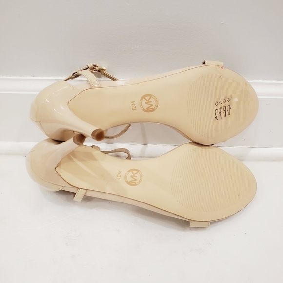 NEW MICHAEL Michael Kors SIMONE Strappy Leather Pumps OYSTER - Picture 5 of 6